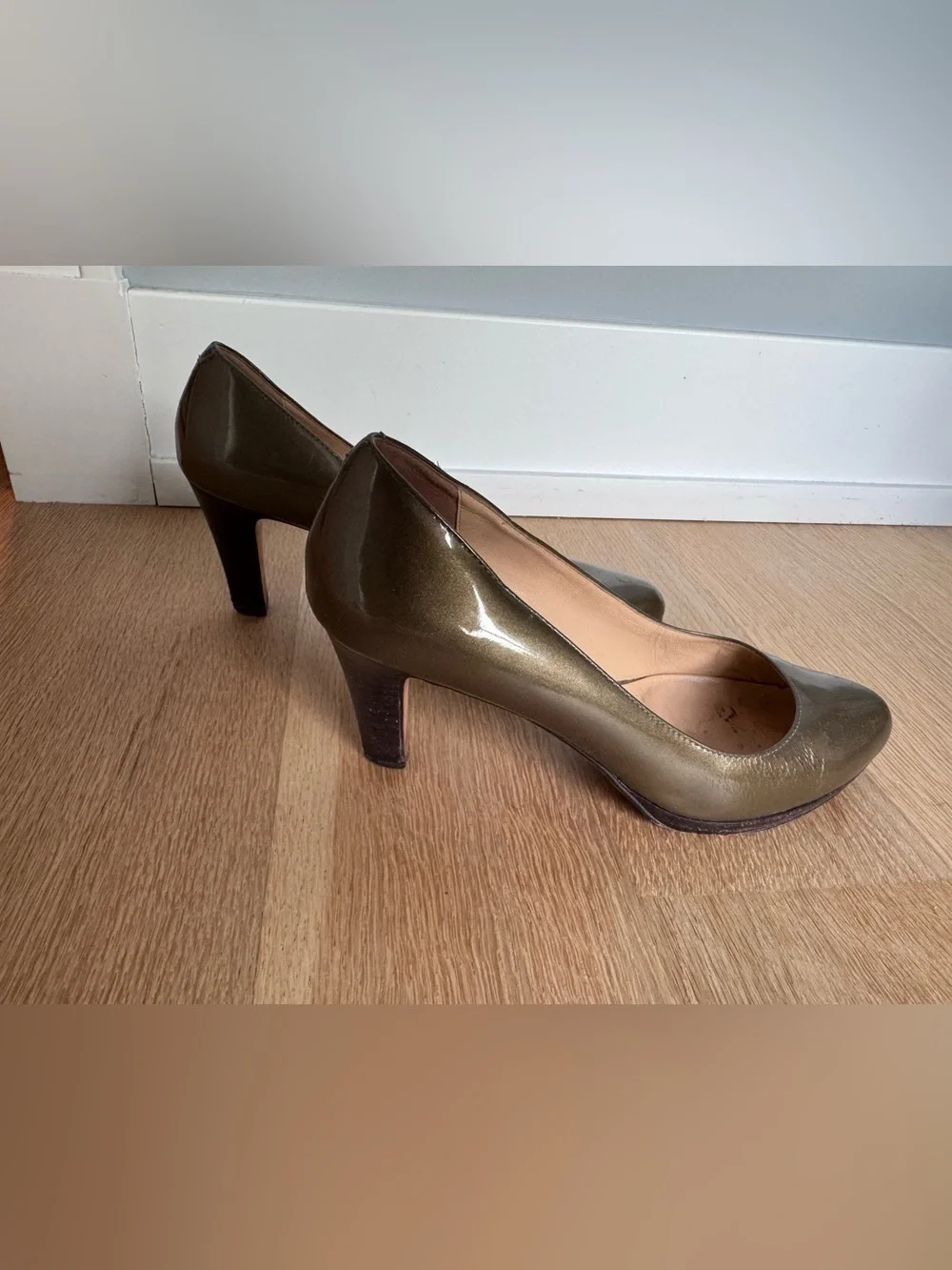 Cole Haan Olive Patent Pointed-Toe Pumps